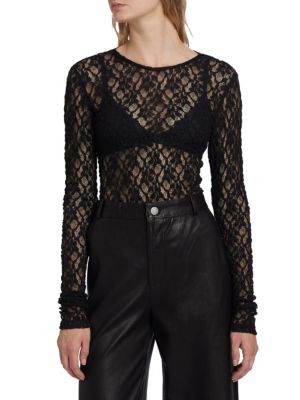 Mesh Lace Long-Sleeve Top | Saks Fifth Avenue OFF 5TH