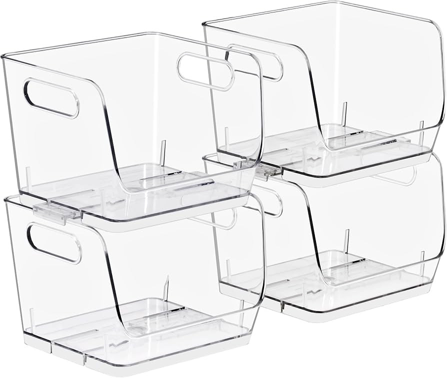 Sorbus Clear Pantry Organizer with Stackable Storage Bins, Open Front | Amazon (US)