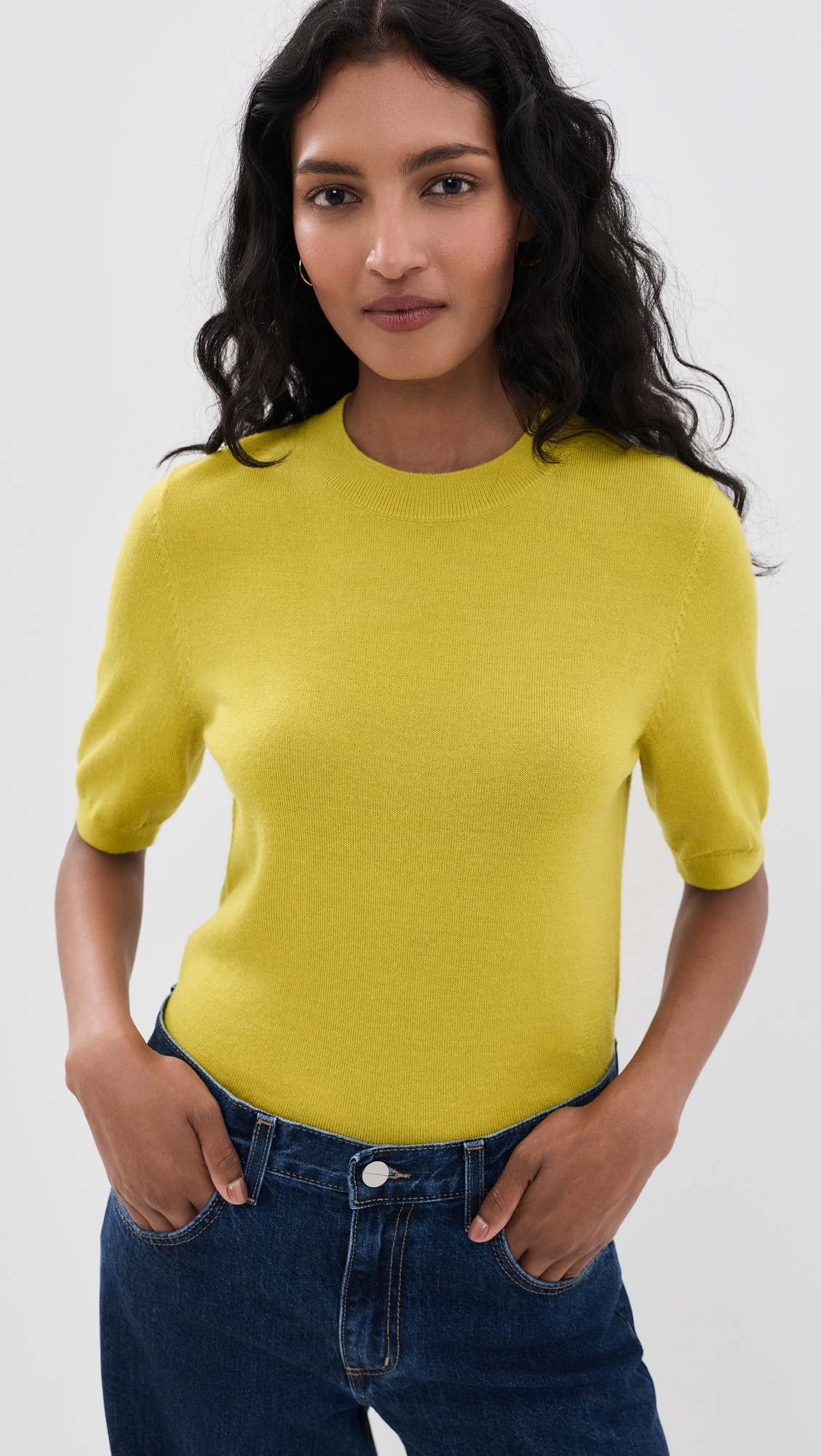Secular Fitted Wool Crew Sweater Chartreuse XS | Shopbop