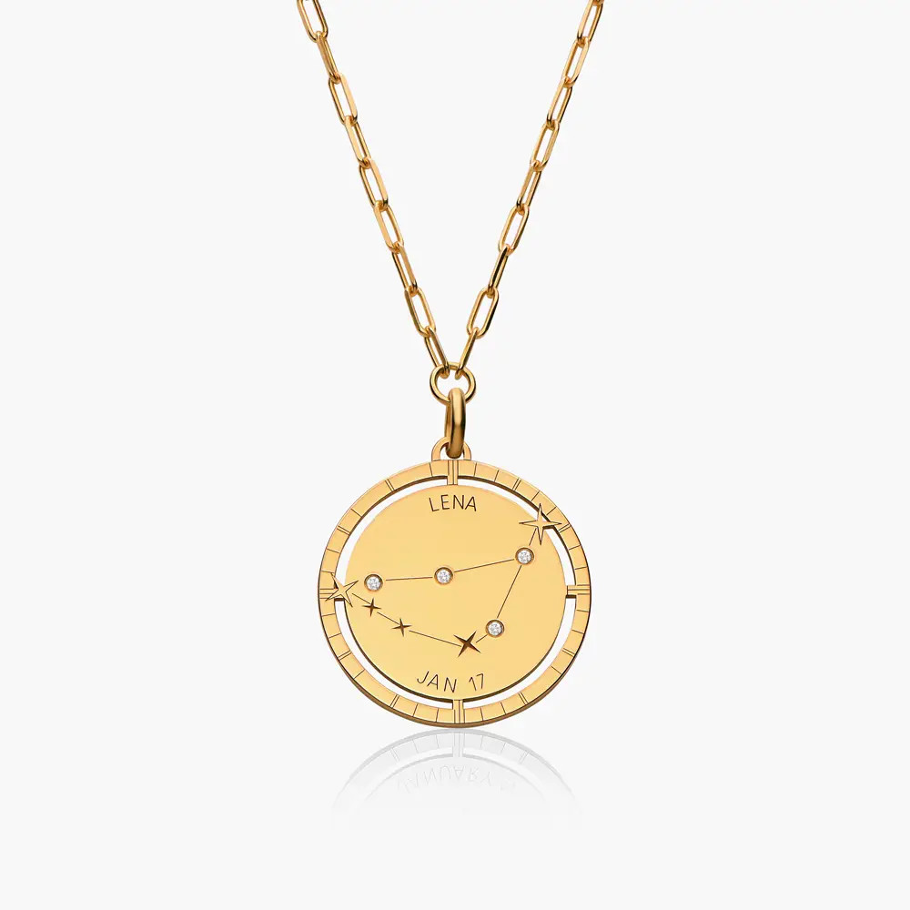 Engraved Constellation Necklace with Diamonds - Gold Vermeil | Oak & Luna (US)