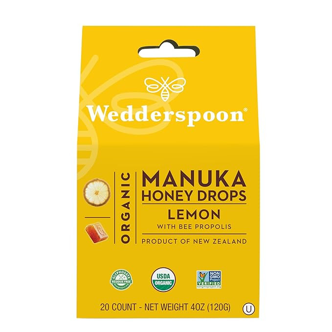 Wedderspoon Organic Manuka Honey Drops, Lemon & Bee Propolis, 20 Count (Pack of 1) | Genuine New ... | Amazon (US)