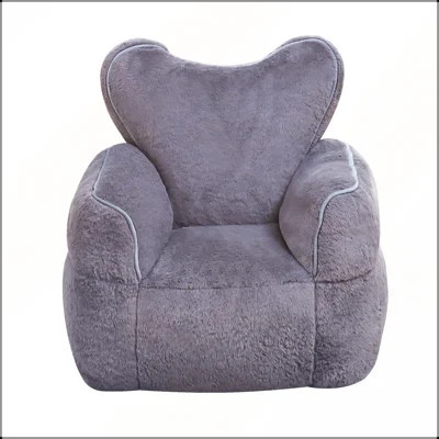 Heart-Shaped Kids Faux Fur Bean Bag Chair, Cozy & Stylish Lounger for Little Ones, Perfect for Reading and Relaxing (Grey) | Wayfair North America