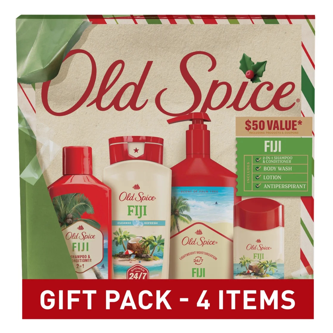 Old Spice Fiji Holiday Gift Pack for Men, Body Wash, Antiperspirant & Deodorant, 2 in 1 Shampoo, ... | Walmart (US)
