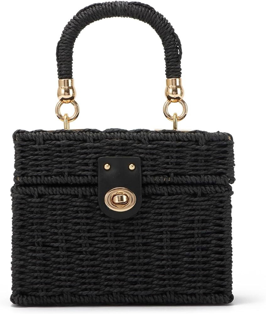 KUANG! Handwoven Rattan Bag for Women Woven Straw Square Crossbody Bag Vintage Basket Purse Beach... | Amazon (US)