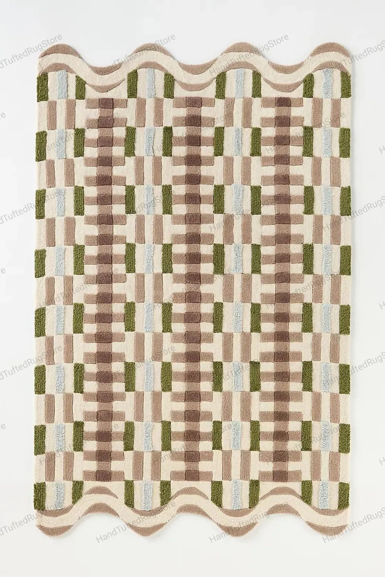 Anthropologie Wavy Edge Rug – Modern Geometric Hand Tufted Pattern Area Carpet 8x10,9x12 Anthro... | Etsy (US)