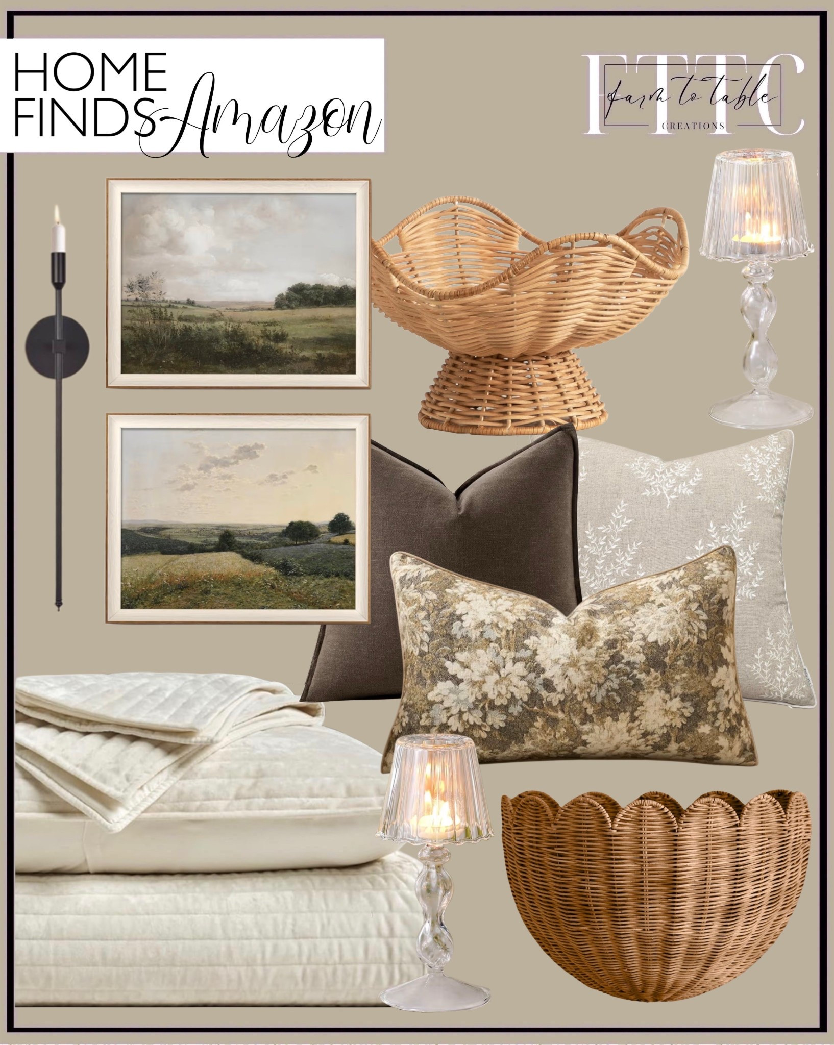 Designer-Inspired Amazon Home Finds for a Warm Neutral Home

Follow @farmtotablecreations on Instagram for more home finds and styling ideas 🤍

These designer-inspired finds are all about that layered, high-end look without the high-end price. The vintage-style artwork, woven baskets, soft neutral bedding, and textured pillows all work together to create a space that feels warm, collected, and effortlessly styled. These are the pieces that make your home feel finished without feeling overdone.

#pillows #throwpillows #bedding #wallart #baskets #candles #homedecor #bedroomdecor #amazonhome #neutraldecor

#LTKHome #LTKSaleAlert