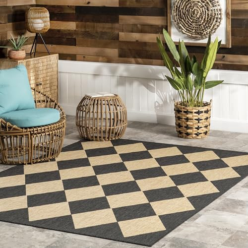 nuLOOM 10' x 12' Outdoor Performance Area Rug, Stain Resistant, Weather Resistant, High Traffic, Patio, Balcony, Outside, Sabina Dark Grey | Amazon (US)