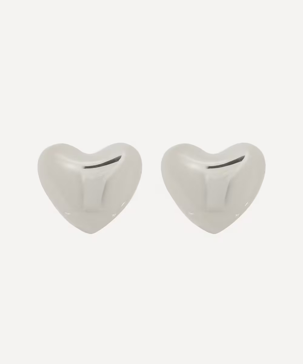 Sterling Silver Voluptuous Heart Stud Earrings | Liberty London (UK)