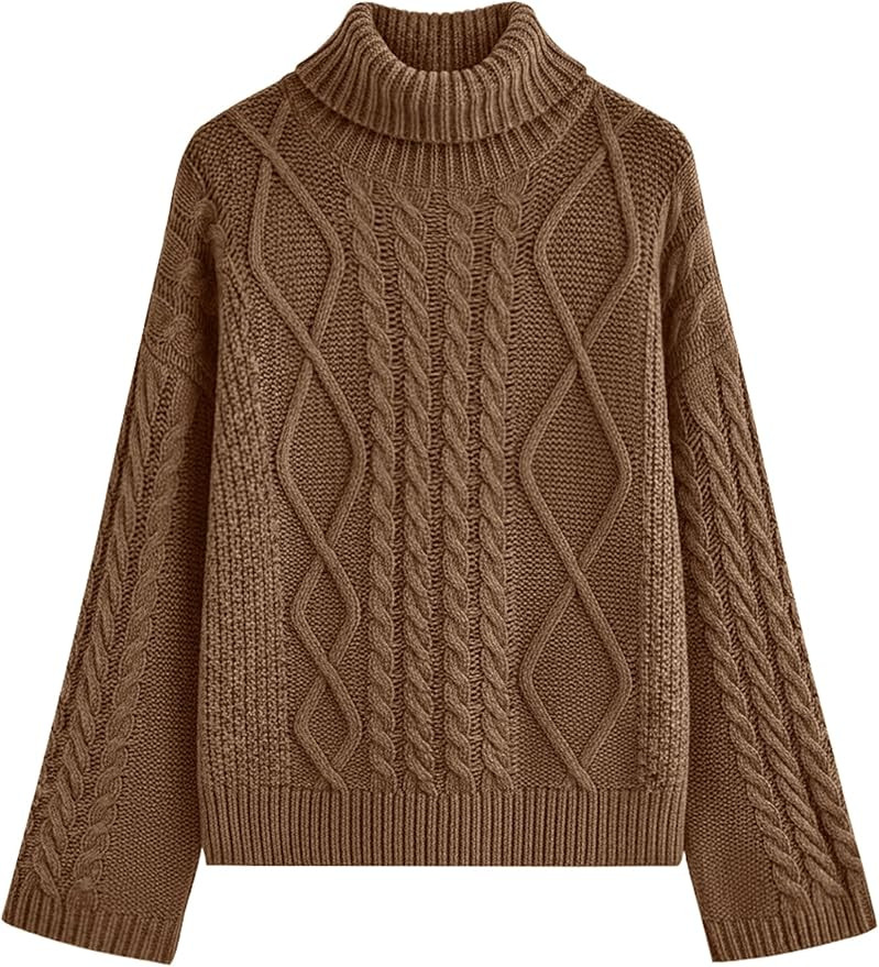 PRETTYGARDEN Fall Sweaters for Women 2025 Oversized Chunky Cable Knit Turtleneck Long Sleeve Wint... | Amazon (US)