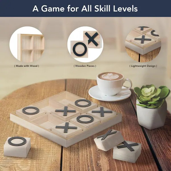 Wood Tic Tac Toe Game Board Tabletop Decor (9" x 9") - 9" x 9" - Bed Bath & Beyond - 34932661 | Bed Bath & Beyond
