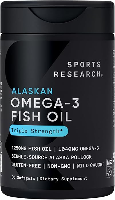 Sports Research Triple Strength Omega 3 Fish Oil 1250mg from Wild Alaska Pollock - Burpless Fish ... | Amazon (US)