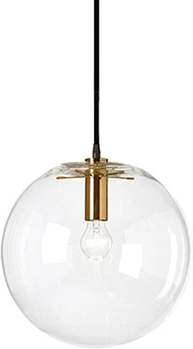 H XD GLOBAL Spherical LED Clear Glass Hanging Light, Creative Single Pendant Light, Ceiling Light... | Amazon (US)