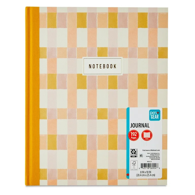 Pen+Gear Multicolor Checkerboard Journal with Cloth Binding, 8" x 10", 192 Pages, Adult | Walmart (US)