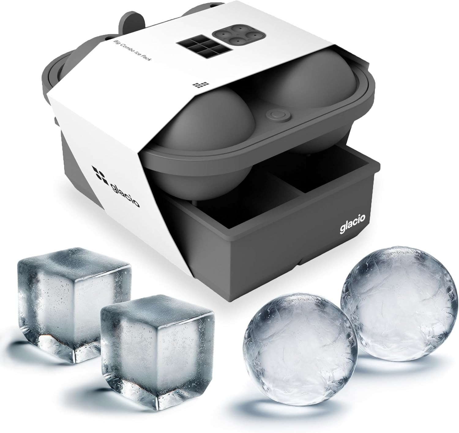 glacio Ball Ice Cube Tray and Big Ice Cube Molds for Whiskey, Slow-Melting, 100% Silicone, No-Pla... | Amazon (US)