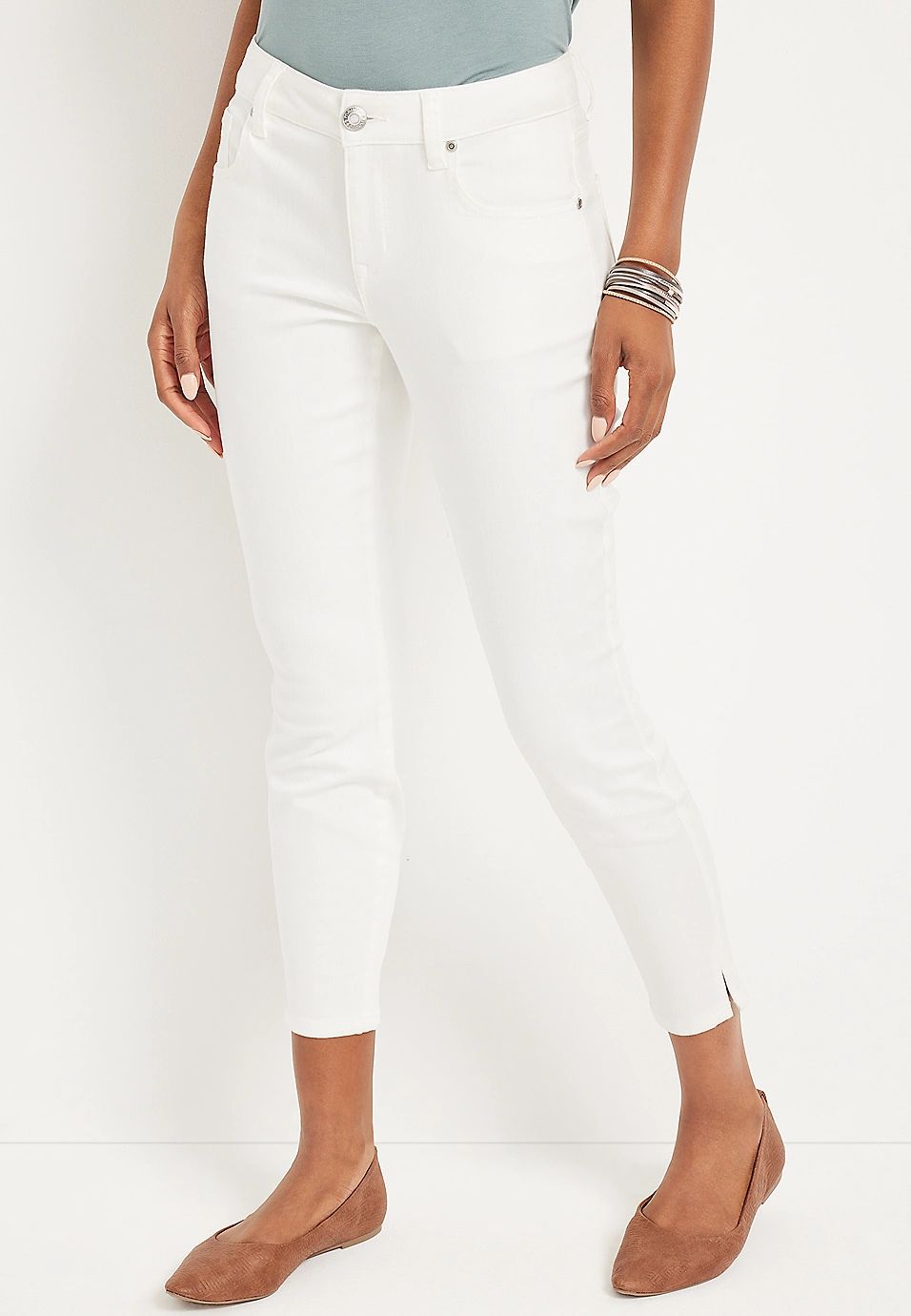 m jeans by maurices™ Skinny Mid Rise Side Slit Ankle Jegging | Maurices