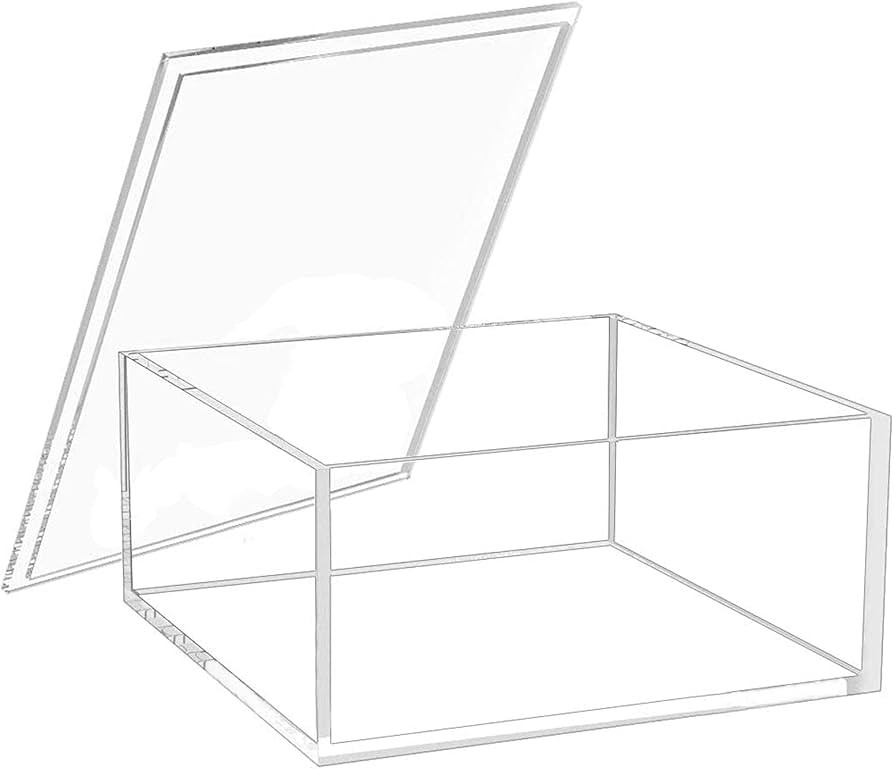 WHSLILR Decorative Acrylic Box with Lid, Clear Cube Display Case, Multi-Purpose Box Square Contai... | Amazon (US)