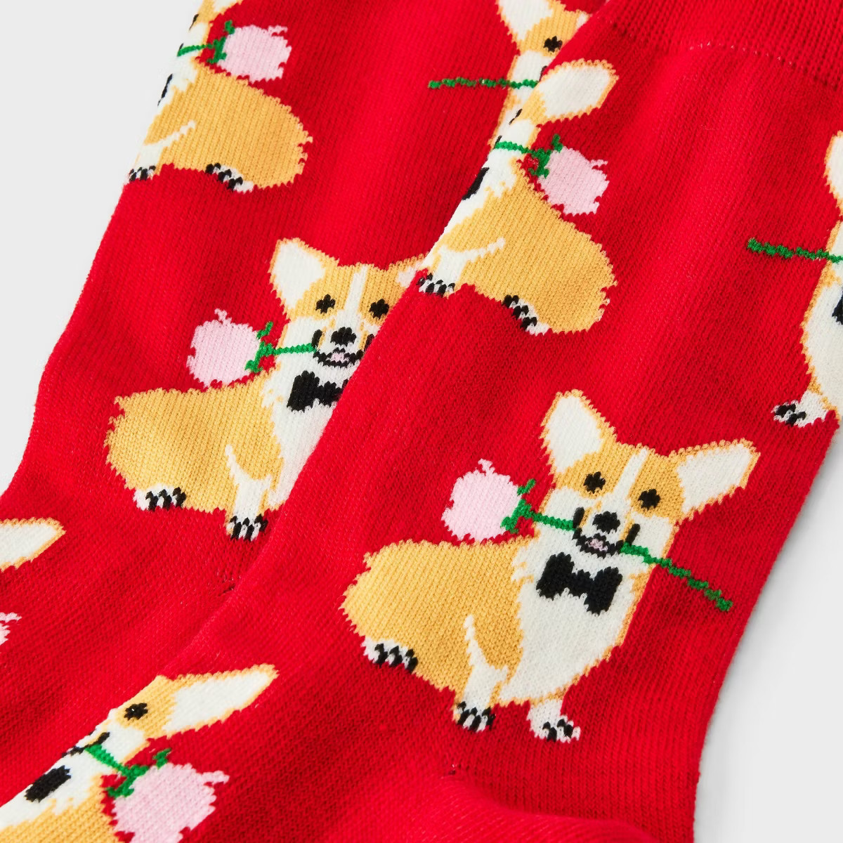 Women's Romantic Corgi Valentine's Day Crew Socks - Red 4-10 | Target