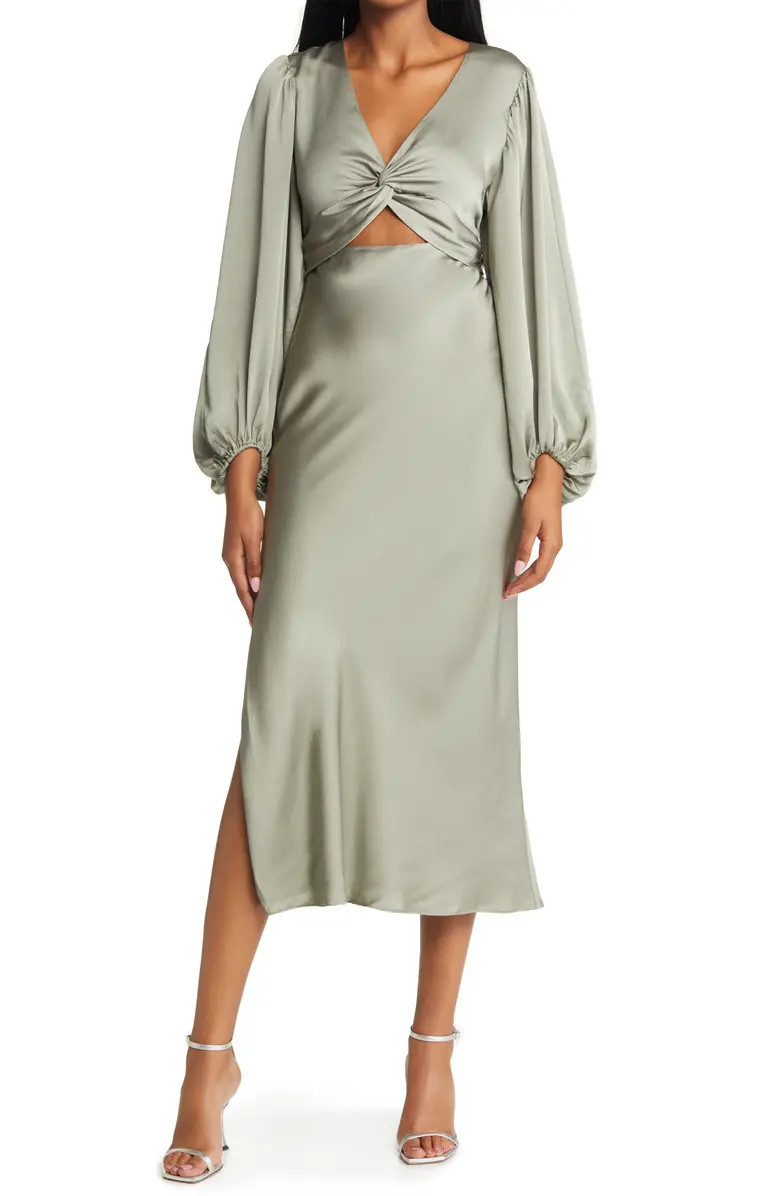 Twist Front Long Sleeve Cocktail Dress | Nordstrom