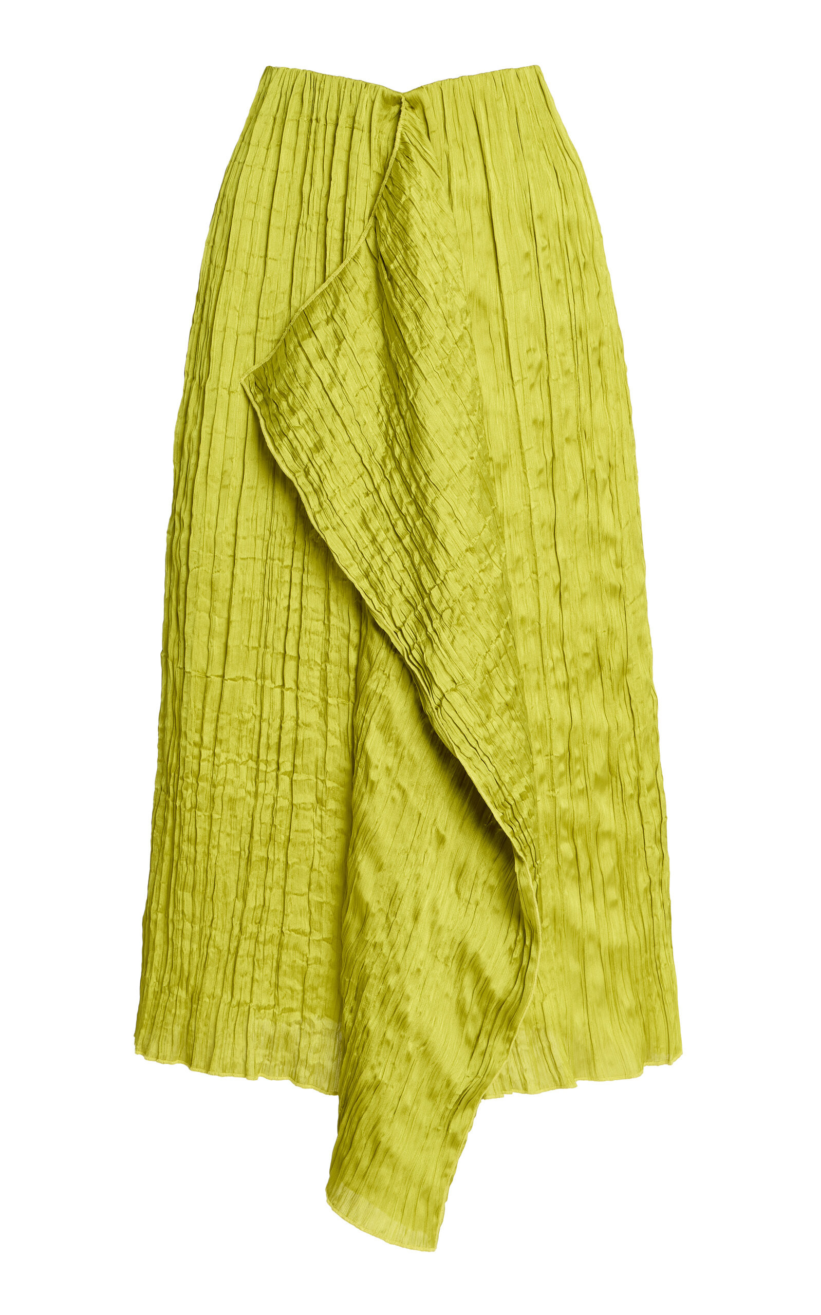 STAUD Mai Crinkled-Satin Midi Skirt - Moda Operandi | Moda Operandi (Global)