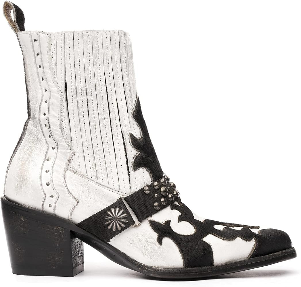 Mezcalero | White Leather Ankle Boots for Women with vintage finish - Dudi | Amazon (US)