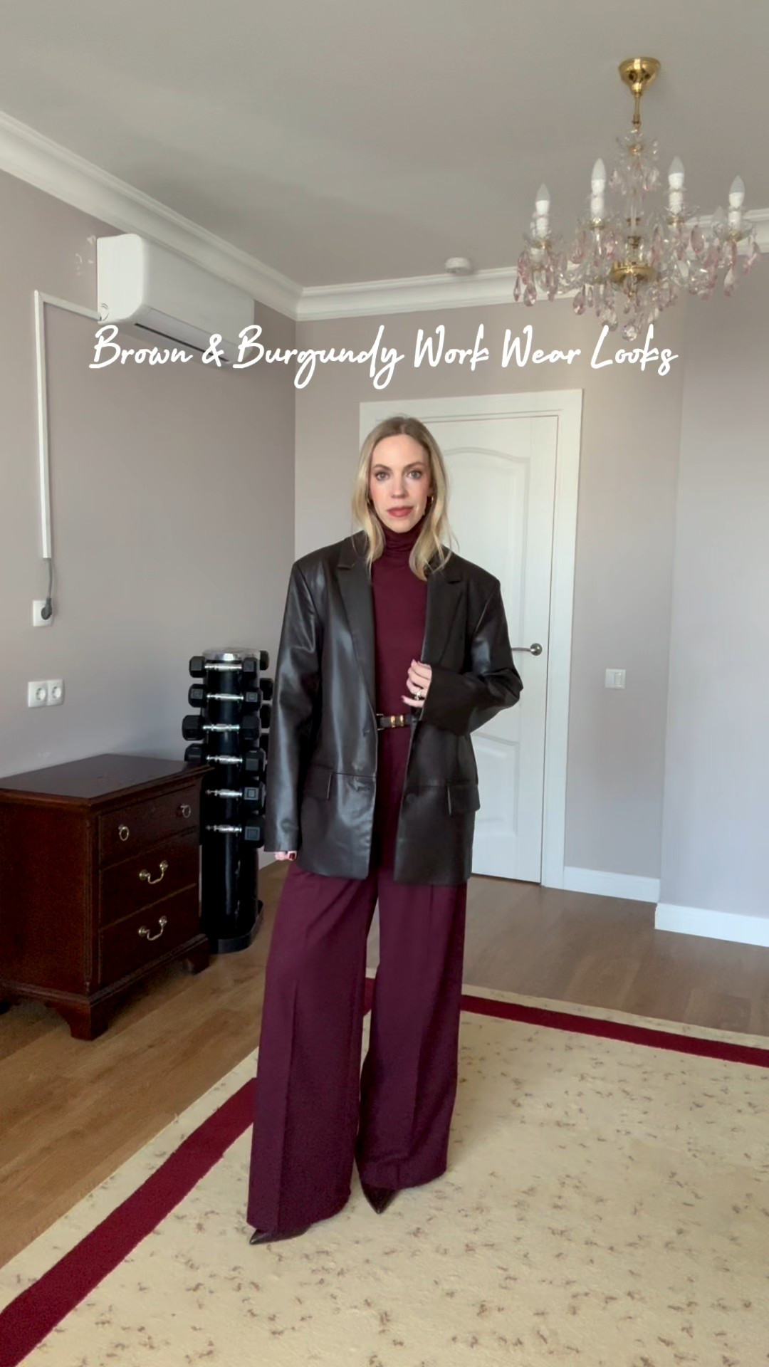Brown and burgundy fall workwear looks, Zara dark brown faux leather blazer, burgundy trousers, dark brown wool blazer, office style 

#LTKFindsUnder100 #LTKStyleTip #LTKWorkwear