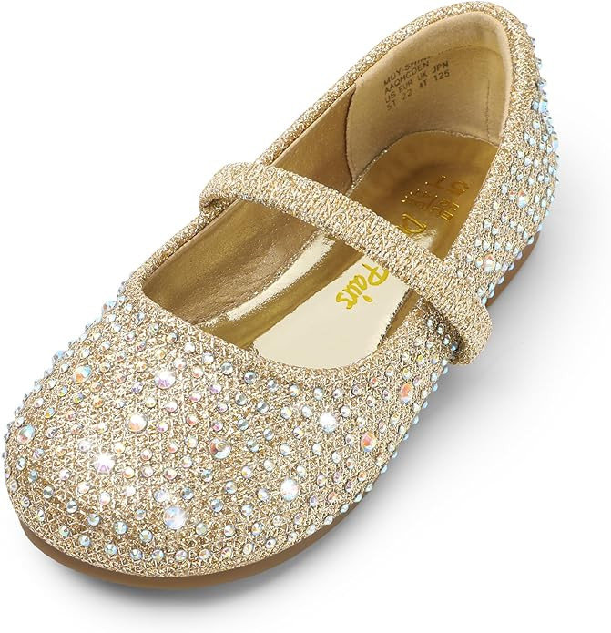 DREAM PAIRS Girls Mary Jane Rhinestone Dress Shoes Slip On Ballet Toddler Flats for Party, Weddin... | Amazon (US)