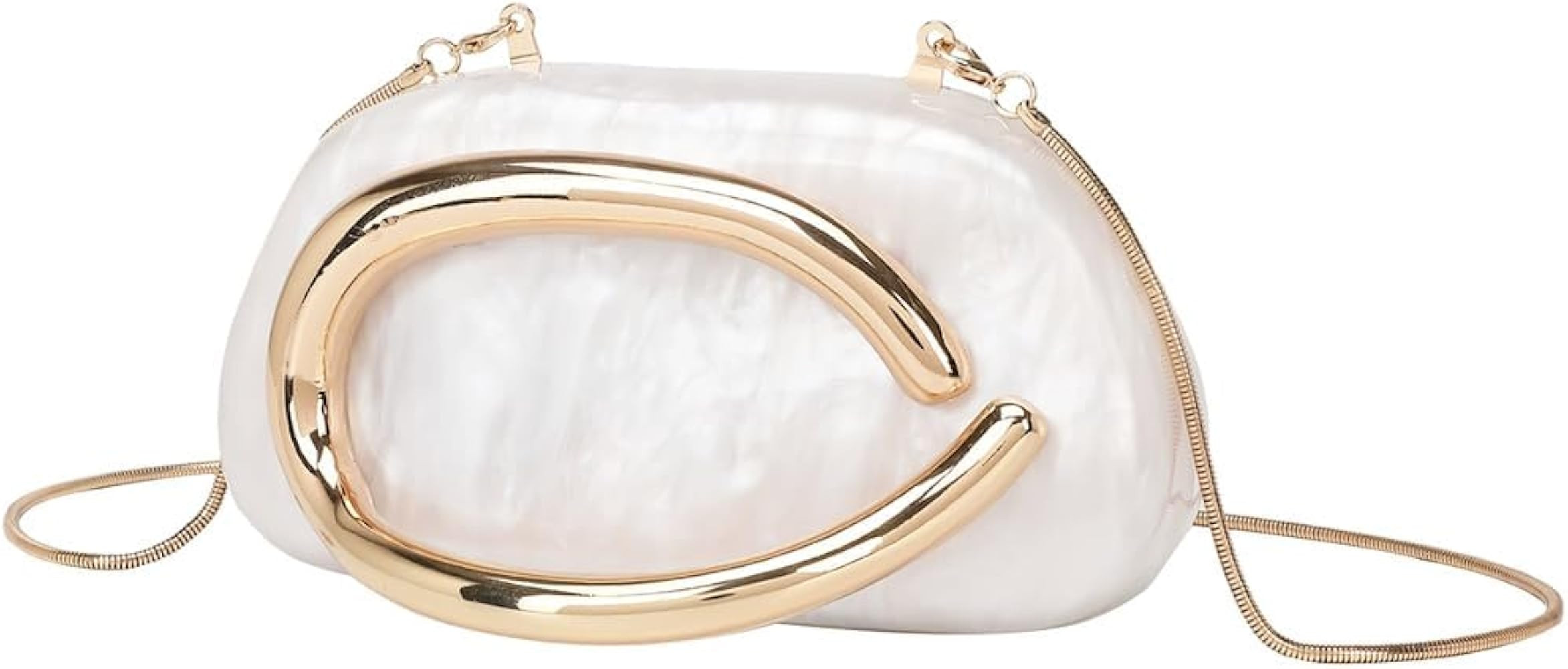 Acrylic Clutch Purse for Women Classic Round Acrylic Evening Handbag Vintage Metal Handlebars Bag... | Amazon (US)