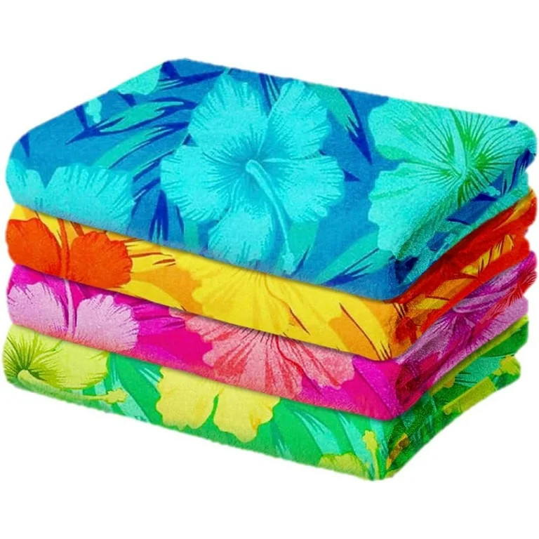 Kaufman - Colorful Hibiscus Beach Towels | 100% Cotton with Ends Hemmed | 30" x 60" | Colorful So... | Walmart (US)