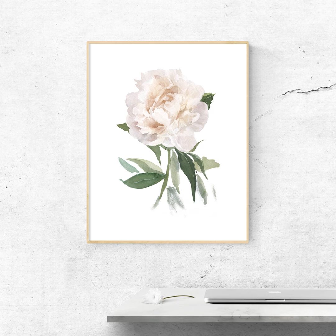 White Flower Printable, Floral Printable Art, Floral Art Print, Flower Art Print, Floral Wall Art... | Etsy (US)