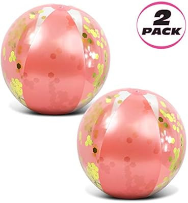 CoTa Global Inflatable Large Beach Ball Pool Accessory Glitter Confetti 16 Inch Premium Beach The... | Amazon (US)