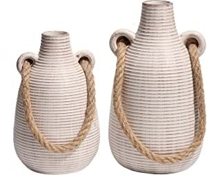 TERESA'S COLLECTIONS Farmhouse Ceramic Flower Vase for Home Decor, Set of 2 Boho Vases for Pampas... | Amazon (US)