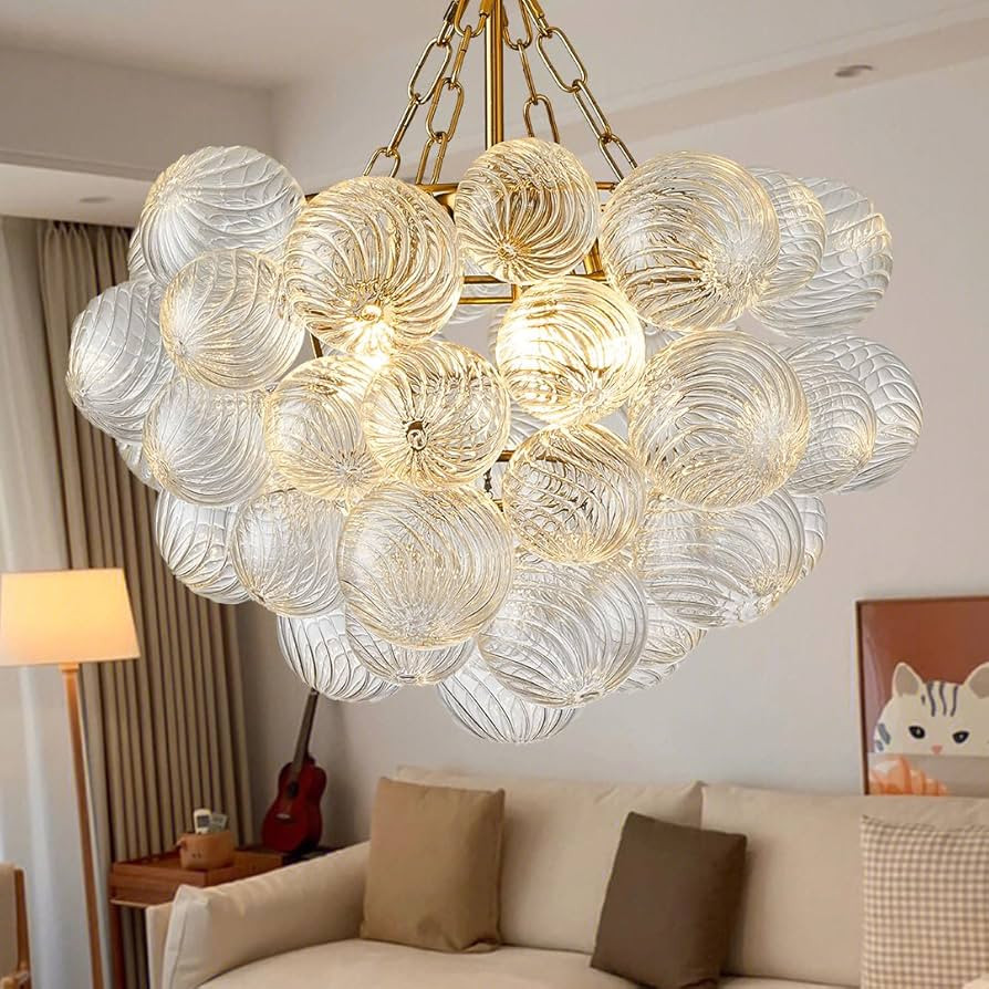 Chandelier, Gold Bubble Chandelier, 20 Inch Bubble Chandelier Recessed Ceiling Chandelier, Chande... | Amazon (US)