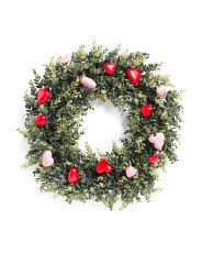 22in Boxwood Wreath With Hearts | Marshalls