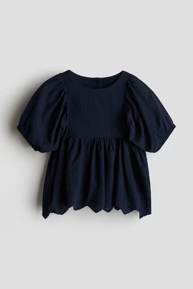 H & M - Blouse with Eyelet Embroidery - Blue | H&M (US + CA)
