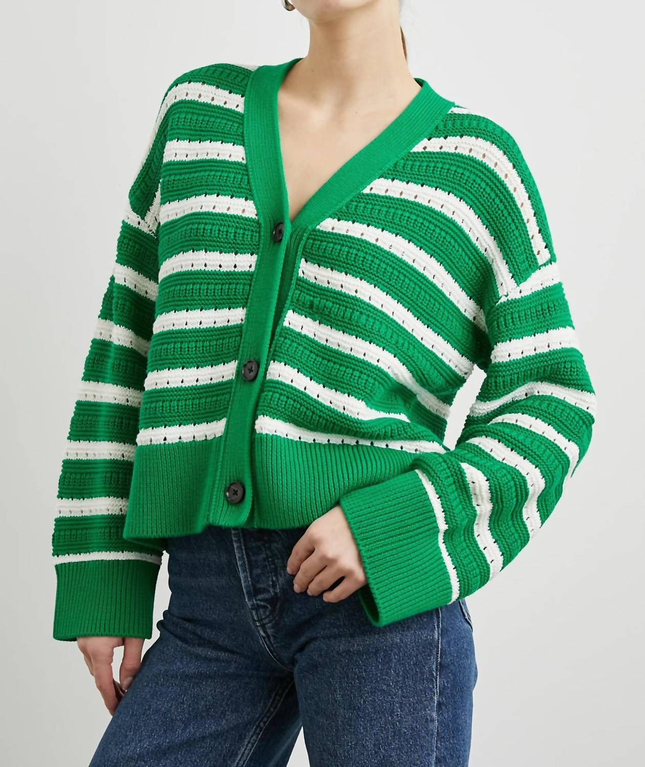 Geneva Stripe Sweater In Green | Shop Simon