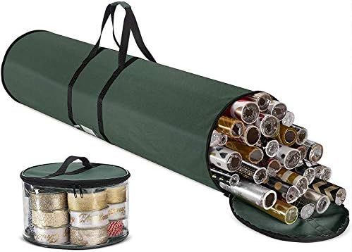 Premium Christmas Wrapping Paper Storage Bag - Fits 20 Rolls & Ribbon Holder, 46-Inch- Underbed X... | Amazon (US)