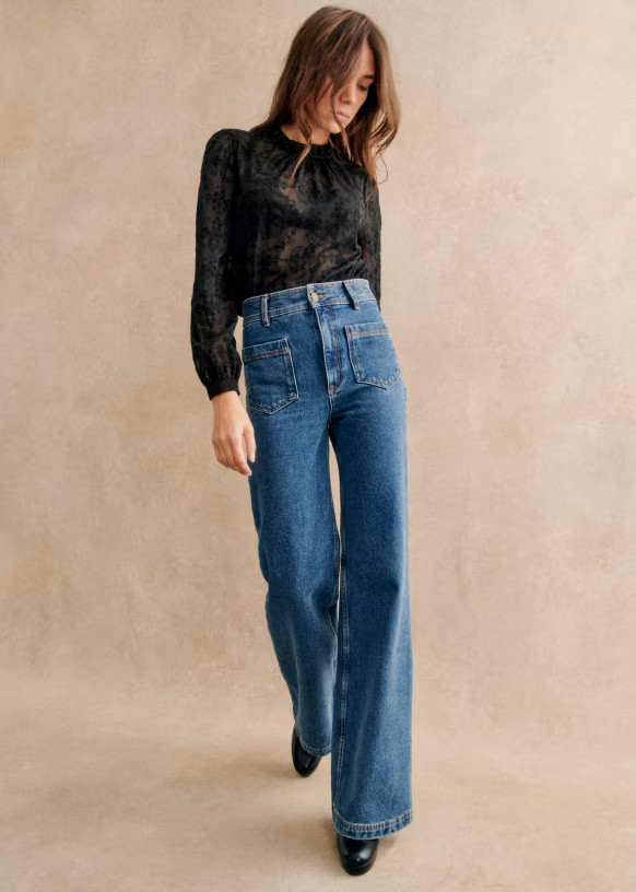 Valentine Blouse - Black - Recycled polyester - Sézane | Sezane Paris