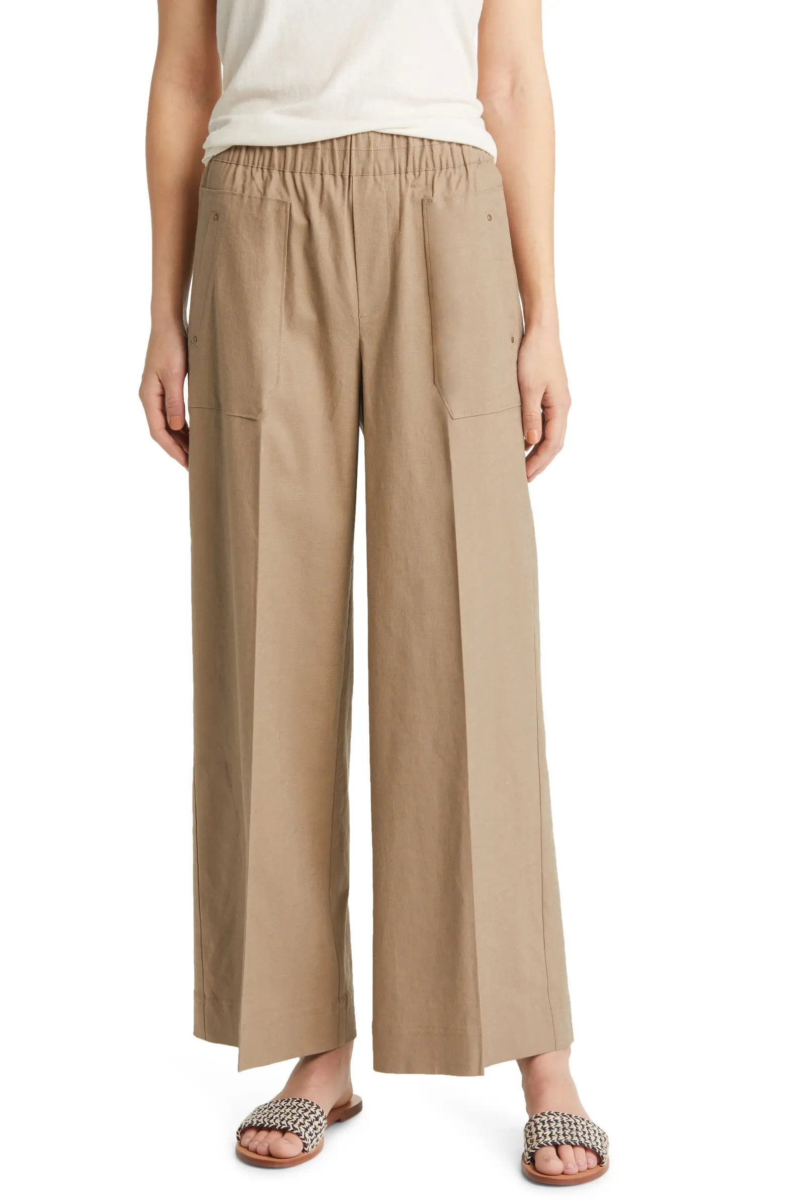 High Waist Wide Leg Linen Blend Pants | Nordstrom