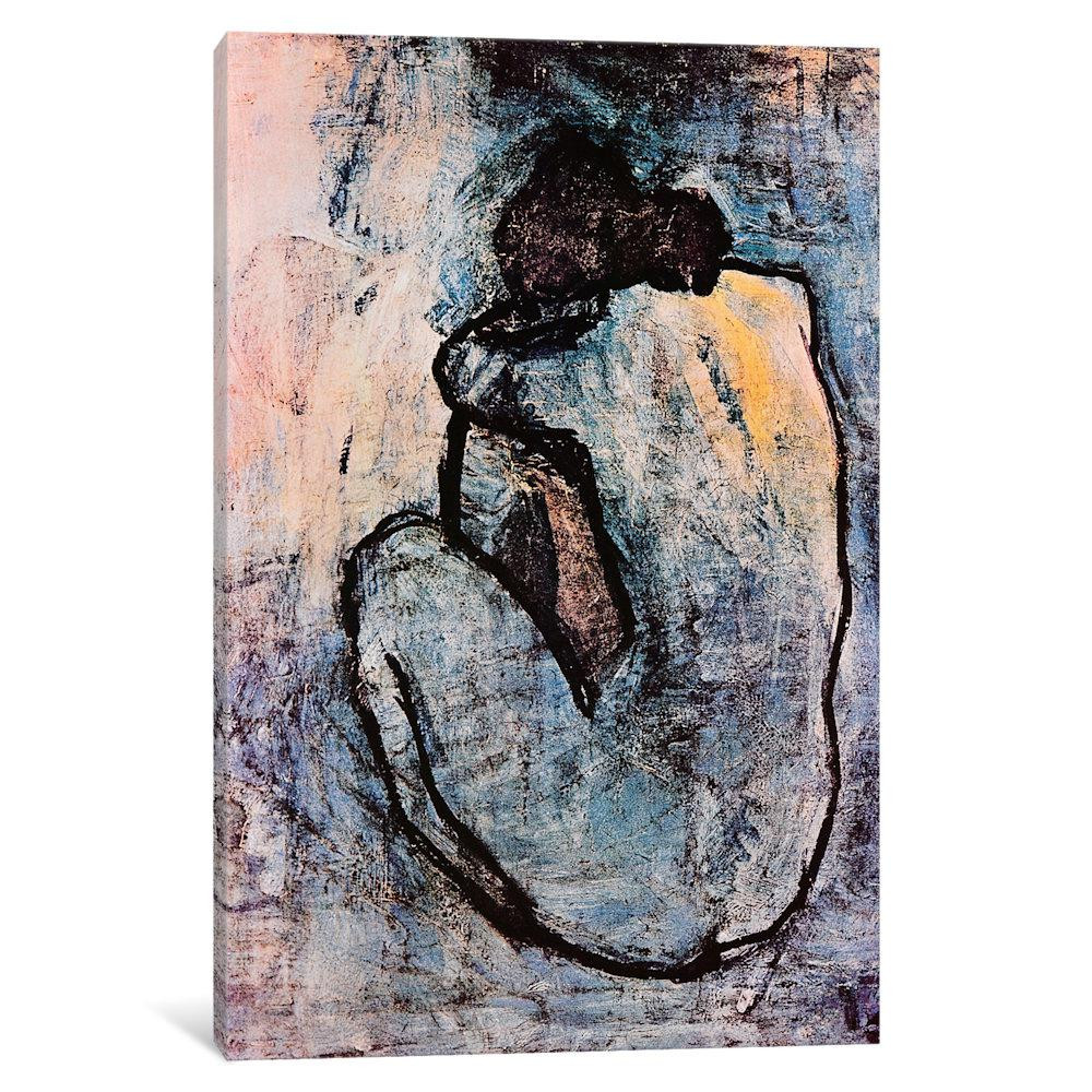iCanvas 18 in. x 12 in. ""Blue Nude"" by Pablo Picasso Printed Canvas Wall Art, Giclee | The Home Depot