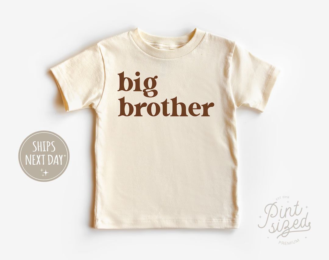 Big Brother Toddler Shirt Cute Retro Kids Shirt Natural Big Brother Gift Pregnancy Announcement -... | Etsy (US)