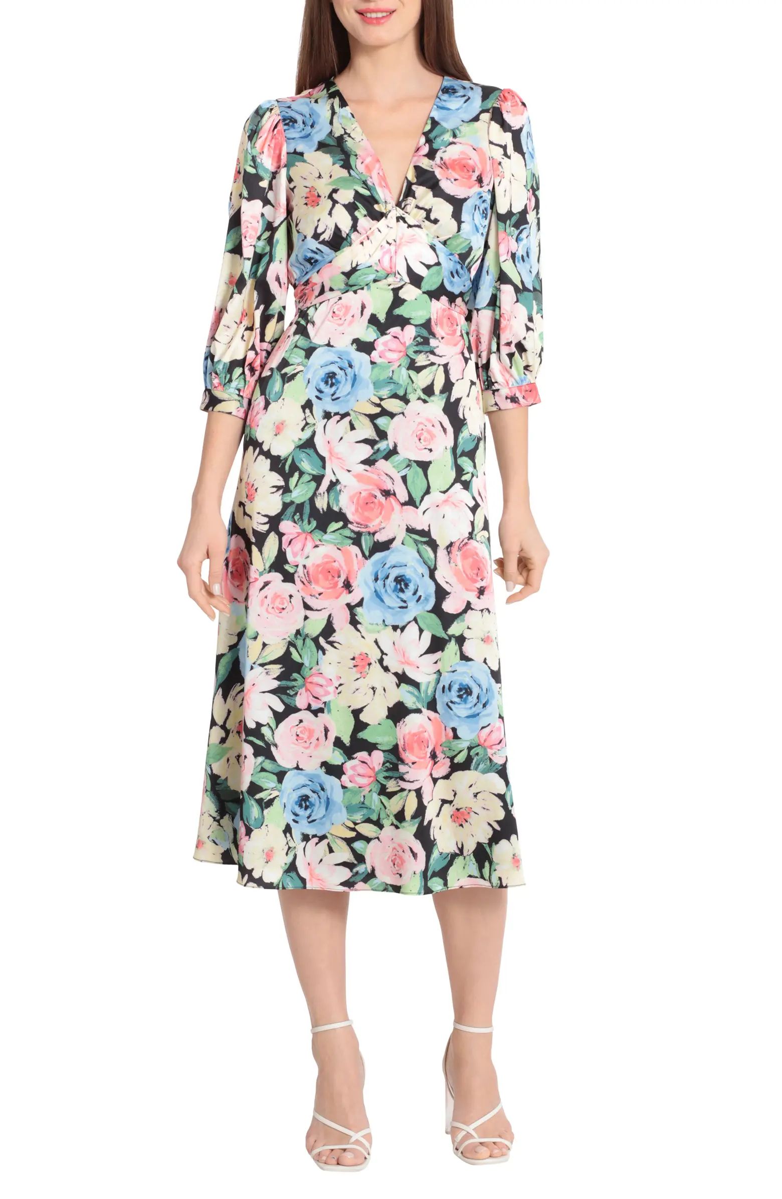 Floral Empire Waist Midi Dress | Nordstrom Rack