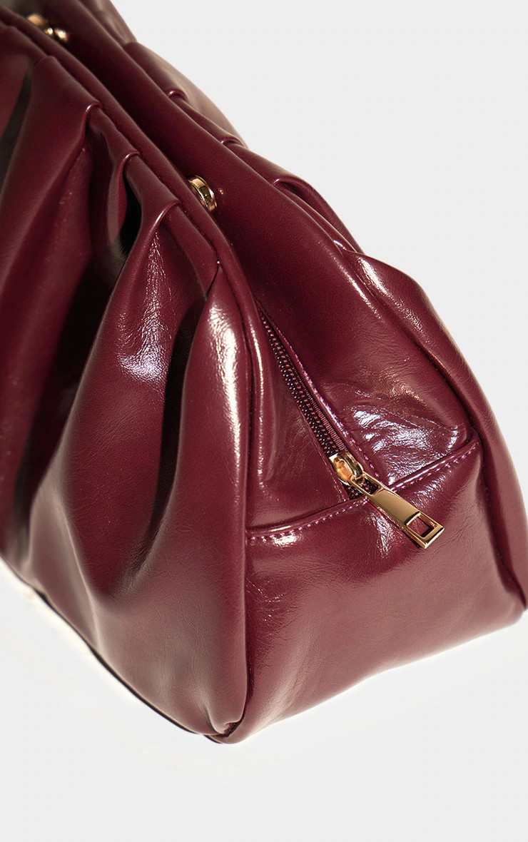Burgundy Pu Ruched Clutch Bag | PrettyLittleThing US