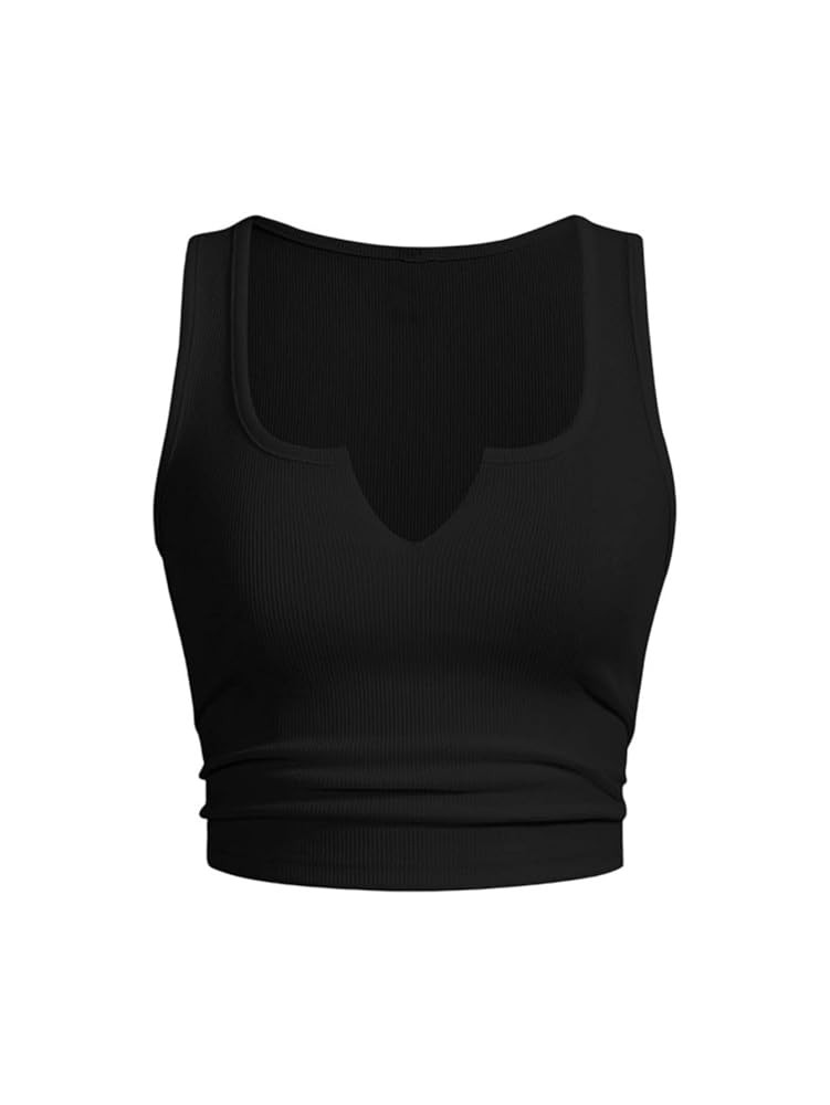 SOLY HUX Women's V Neck Crop Tops Basic Trendy Notched Sleeveless Slim Fit Summer Y2k Sexy Crop T... | Amazon (US)