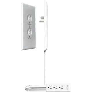 3-Outlet Power Strip Surge Protector, Sleek Socket Original and Patented Ultra-Thin Outlet Concealer 3ft. Extension Cord | The Home Depot