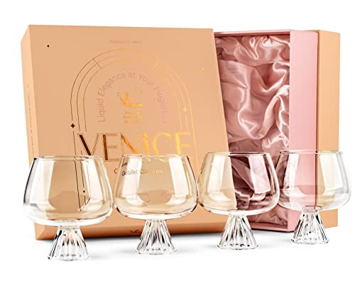 GLASSIQUE CADEAU Venice Goblet Cocktail Glasses for Gin Tonic, Aperol Spritz,Sangria | Modern Glassware Collection | Set of 4 | 17 oz Light Borosilicate Glass Balloons for Home Bar Drinks | Amazon (US)