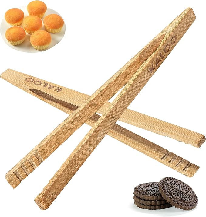 2PCS Reusable Toaster Tongs, Kaloo 8 inch Wooden Cooking Tong, Multipurpose Bamboo Tongs for Frui... | Amazon (US)