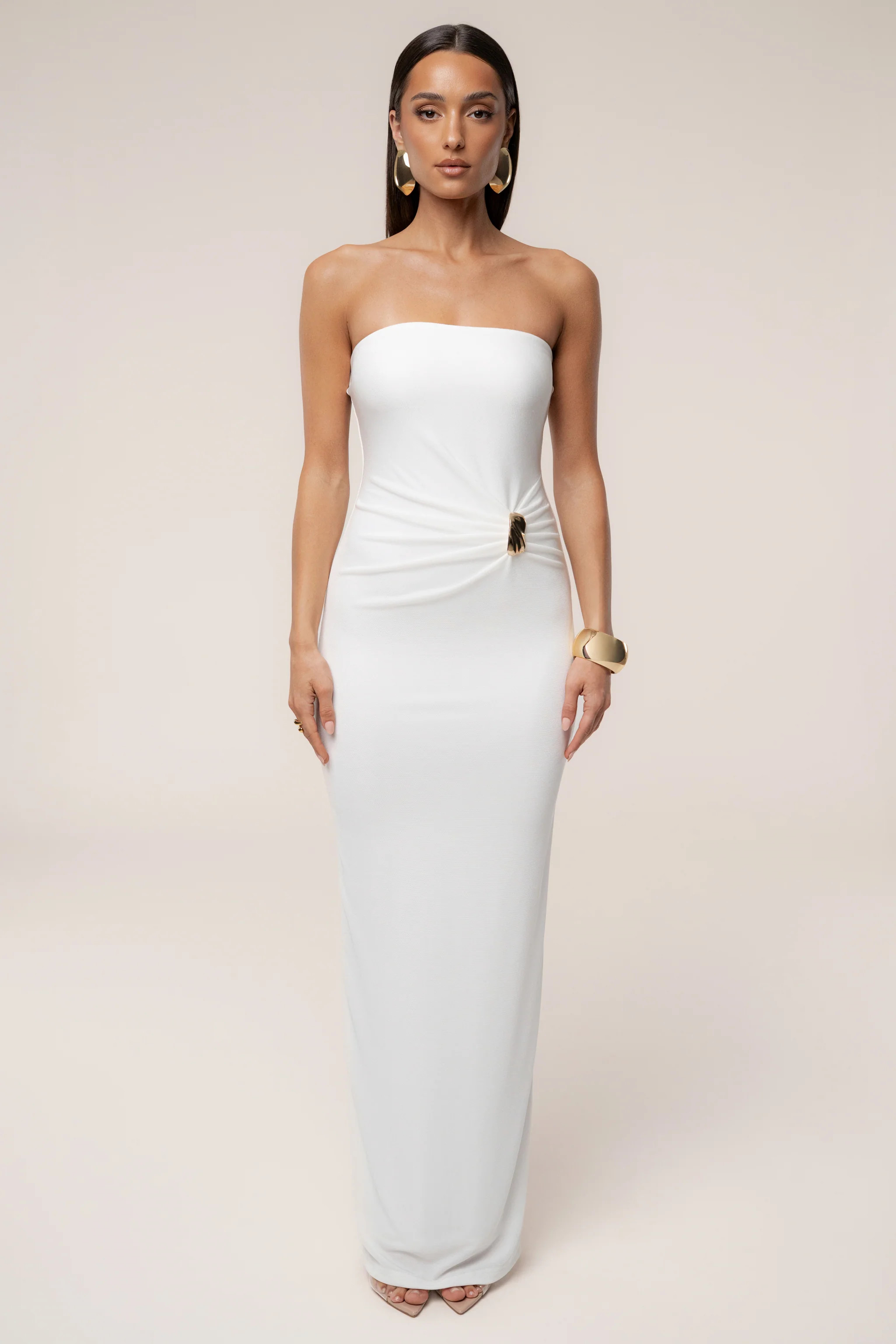 White Celestial Drift Maxi Dress | JLUXLABEL