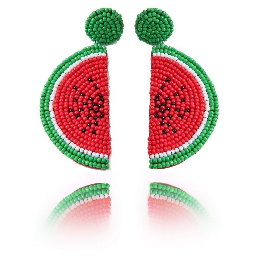 Beaded Dangle Earrings Watermelon - Oversized Handmade Summer Fruit Earrings with Colorful Drop f... | Amazon (US)