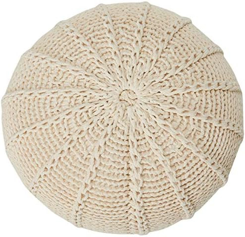 Christopher Knight Home Agatha Knitted Cotton Pouf, Beige | Amazon (US)