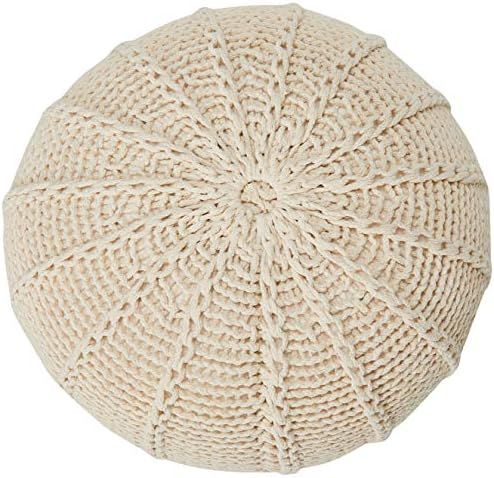 Christopher Knight Home Agatha Knitted Cotton Pouf, Beige | Amazon (US)